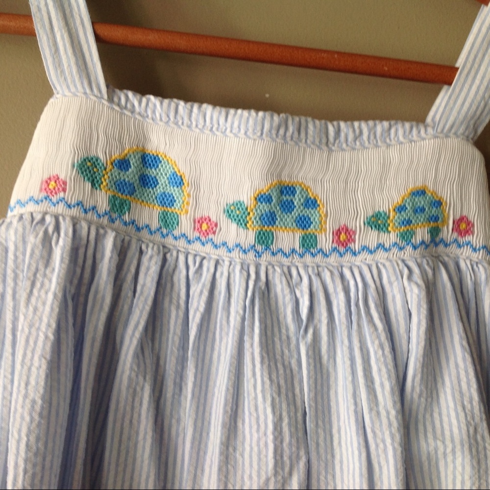 Smocked Giraffe Turtled Seersucker Sundress sz6